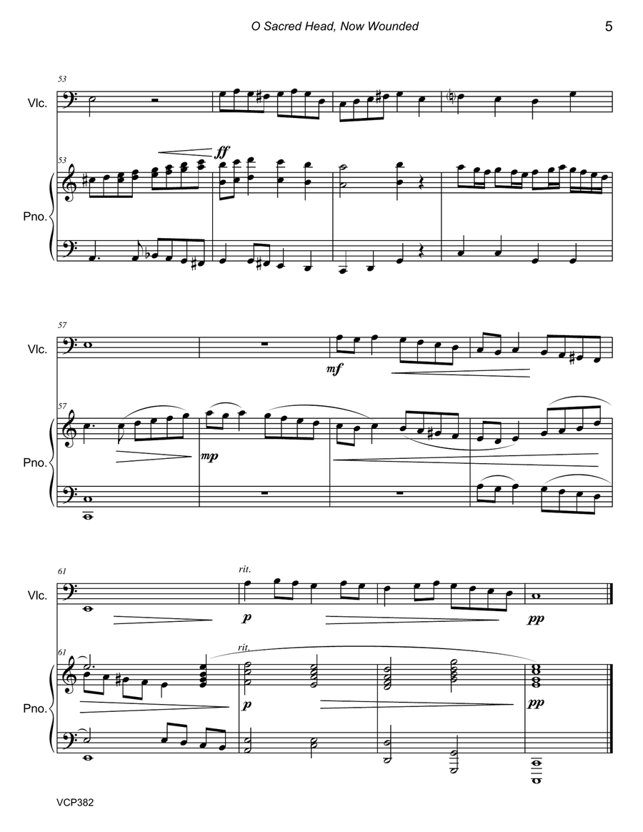 O SACRED HEAD NOW WOUNDED - CELLO SOLO with Piano Accompaniment O SACRED HEAD NOW WOUNDED - CELLO SOLO with Piano Accompaniment Piano scores gallery preview page 5