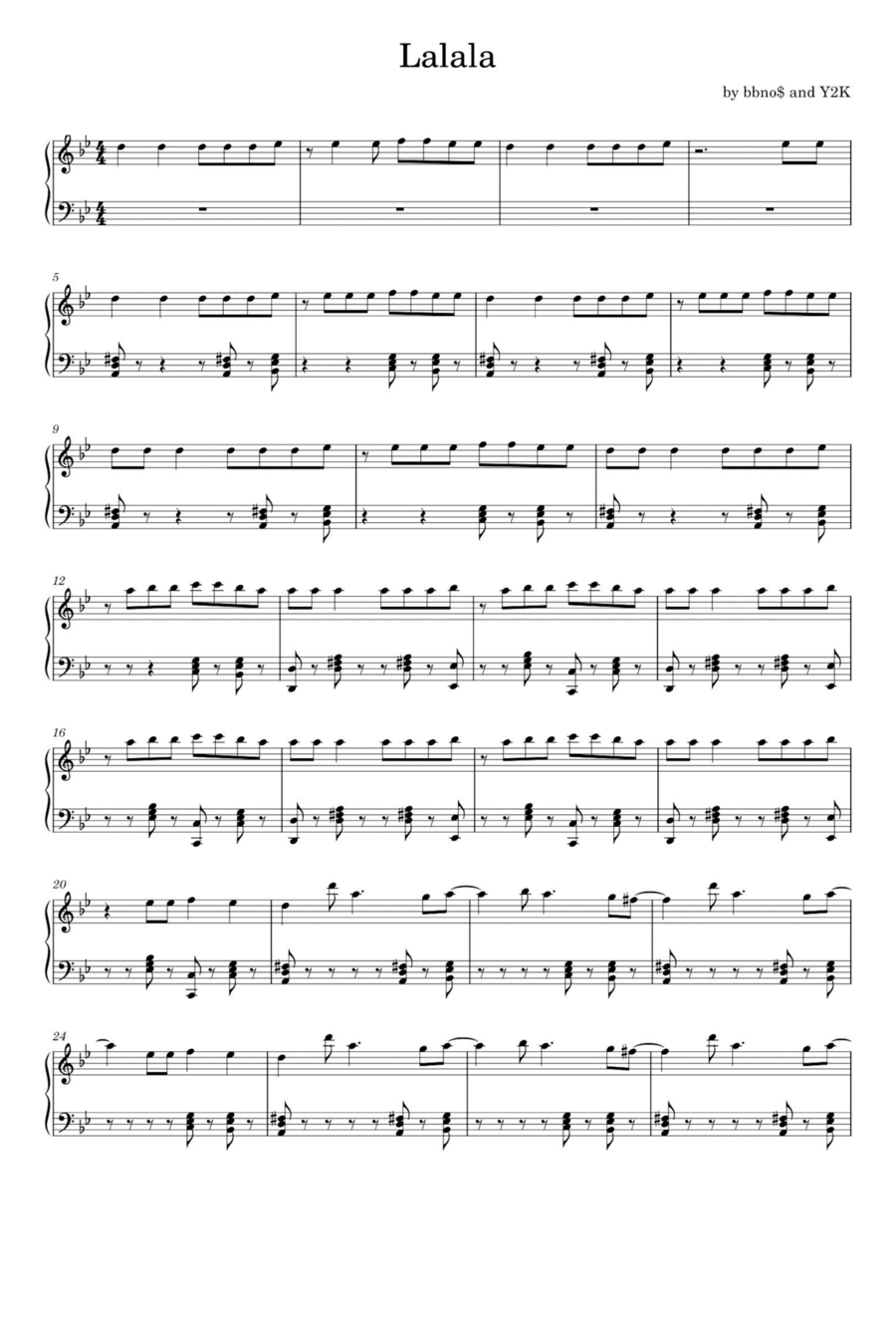 Lalala Piano Solo scores gallery preview page 1