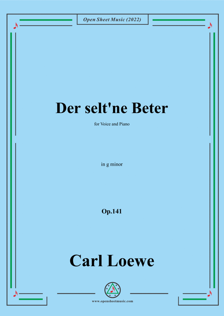 Loewe-Der selt'ne Beter,in g minor,Op.141,for Voice and Piano Voice Solo scores gallery preview page 1