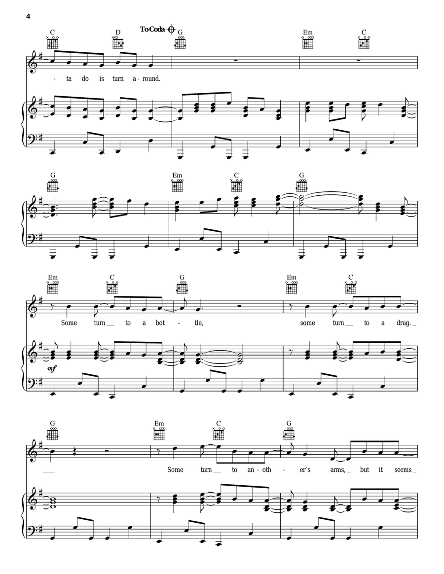 Turn Around Turn Around Acoustic Guitar scores gallery preview page 4