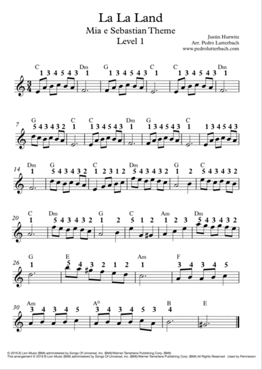 Mia & Sebastian's Theme Mia & Sebastian's Theme Easy Piano scores gallery preview page 1