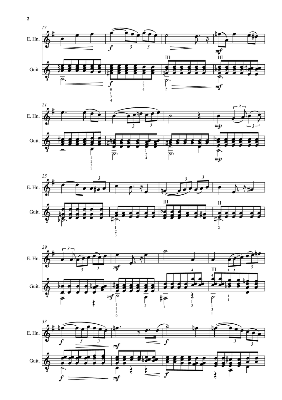 Fauré: Après un rêve (After a dream) arranged for cor anglais and guitar English Horn scores gallery preview page 2