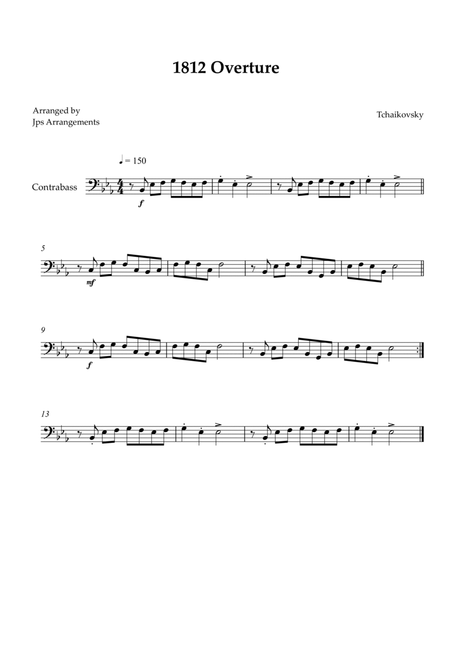1812 Overture for Contrabass Double Bass scores gallery preview page 1