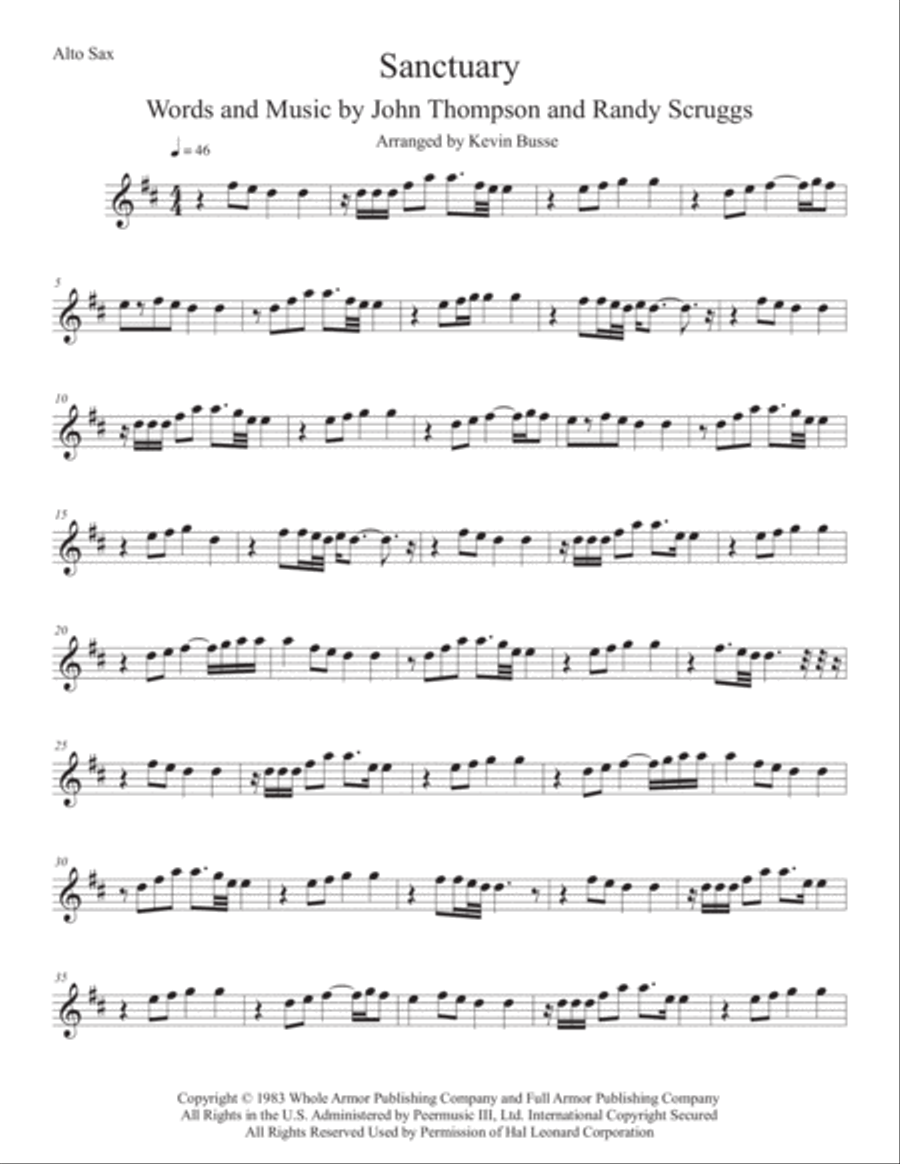Sanctuary Alto Saxophone scores gallery preview page 1