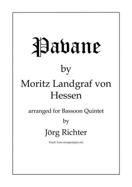 Pavane von Moritz Landgraf von Hessen für Fagott Quintett image number null
