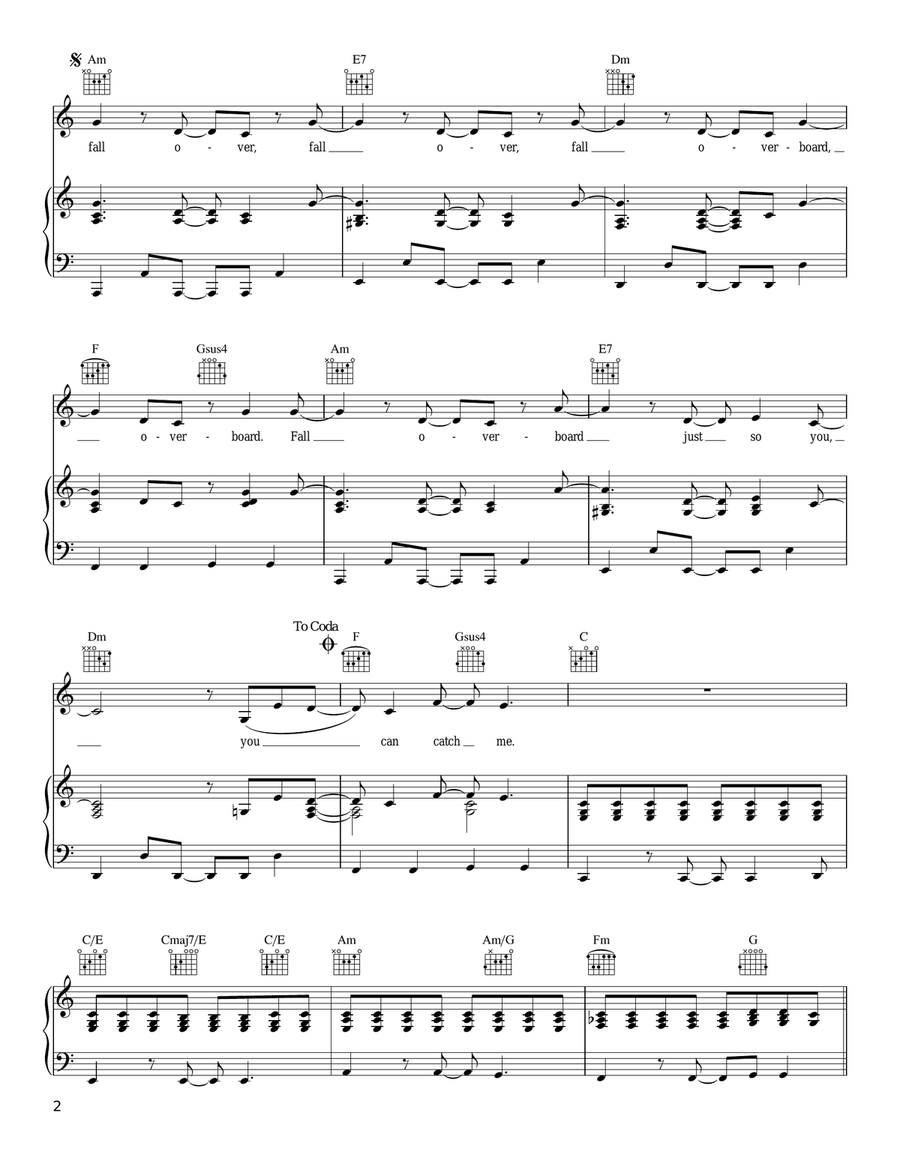 Overboard Piano, Vocal, Guitar scores gallery preview page 2