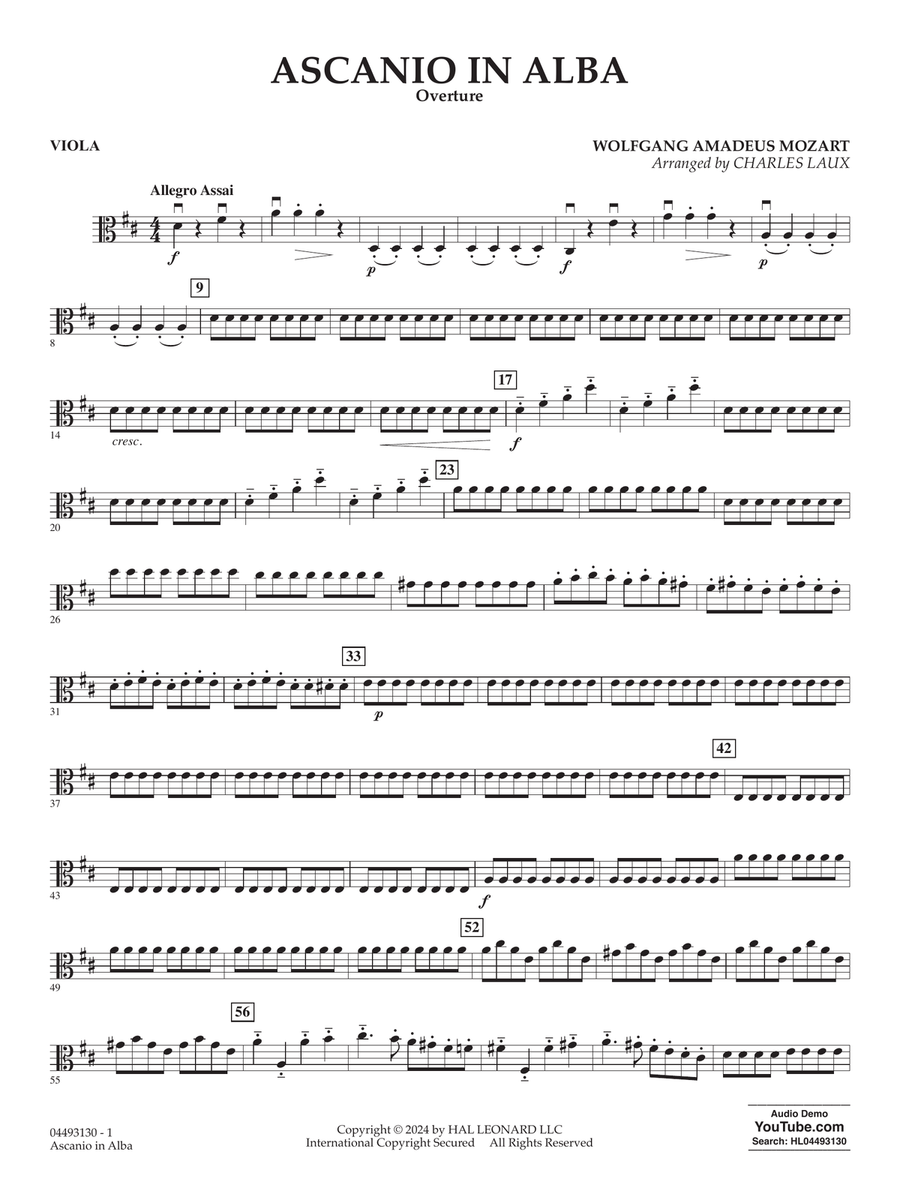 Ascanio In Alba Overture (arr. Charles Laux) - Viola
