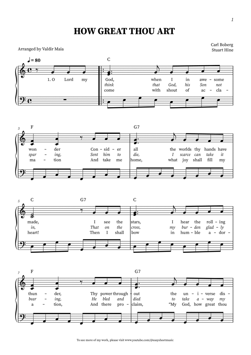 How Great Thou Art - Easy Piano image number null
