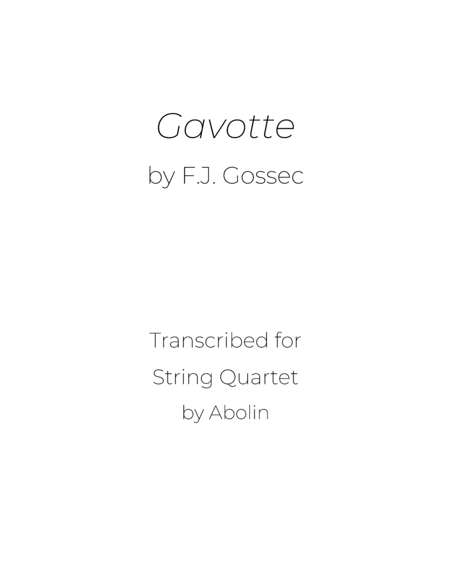 Gossec: Gavotte - String Quartet String Quartet scores gallery preview page 1
