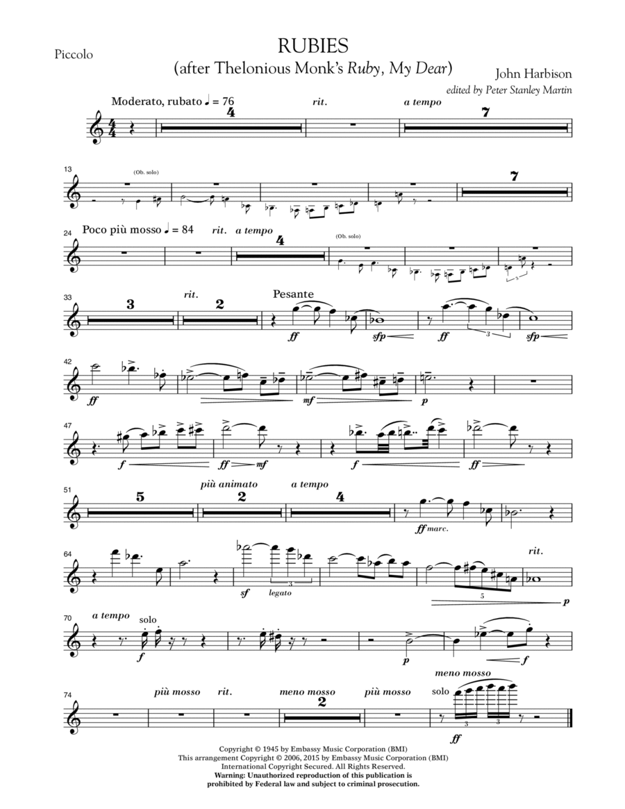 Rubies (After Thelonious Monk's 