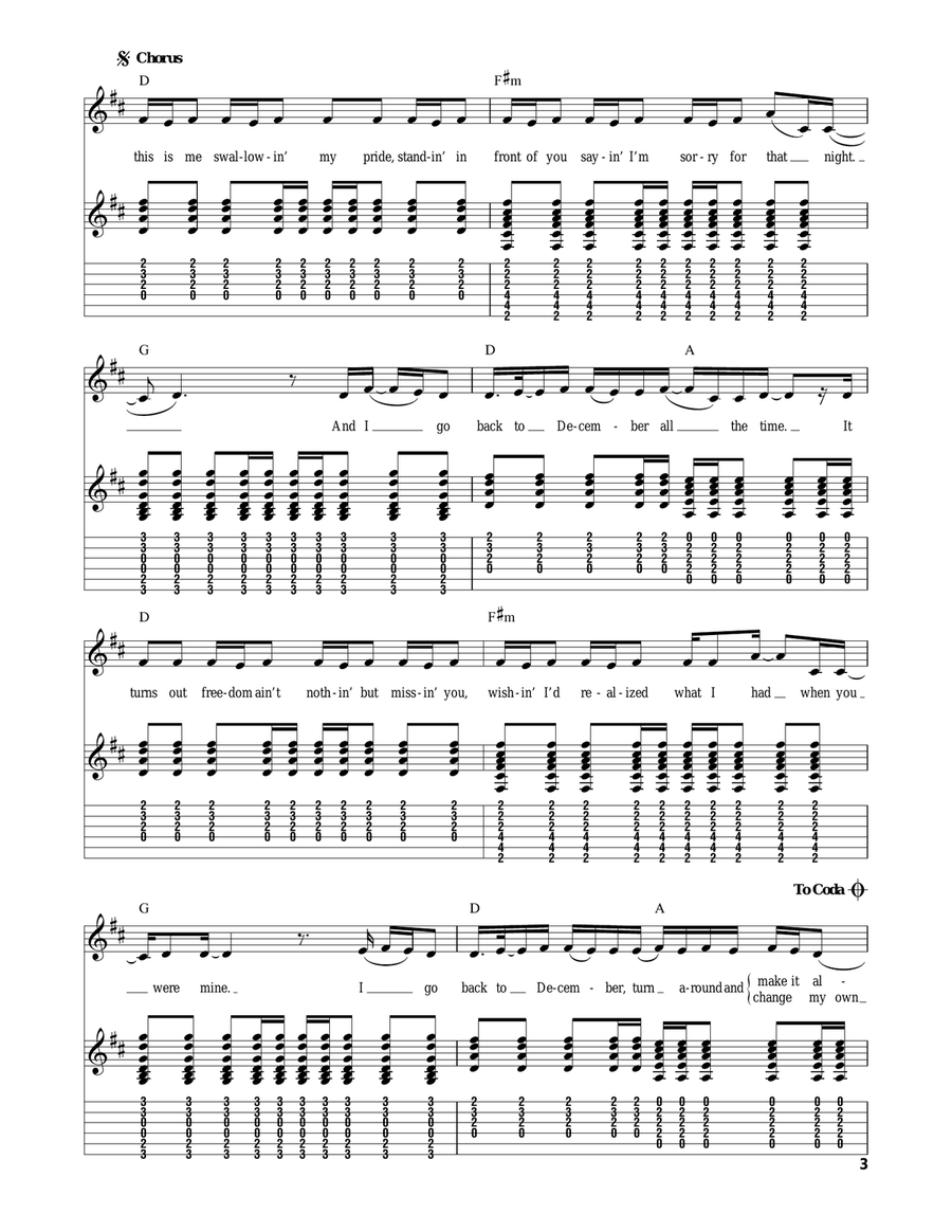 Back To December Acoustic Guitar scores gallery preview page 3