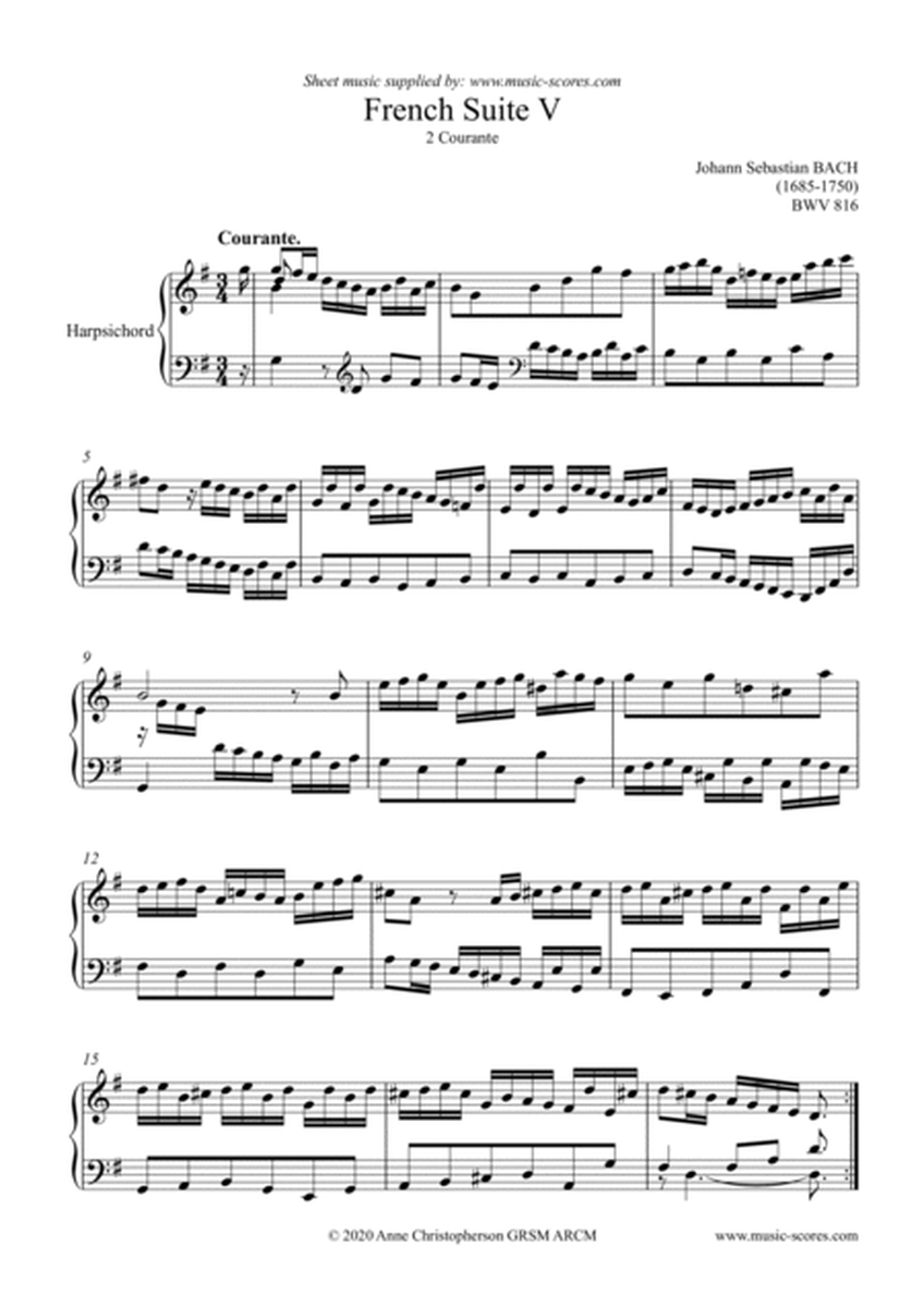 French Suite BWV 816 - no.2: Courante - Harpsichord image number null