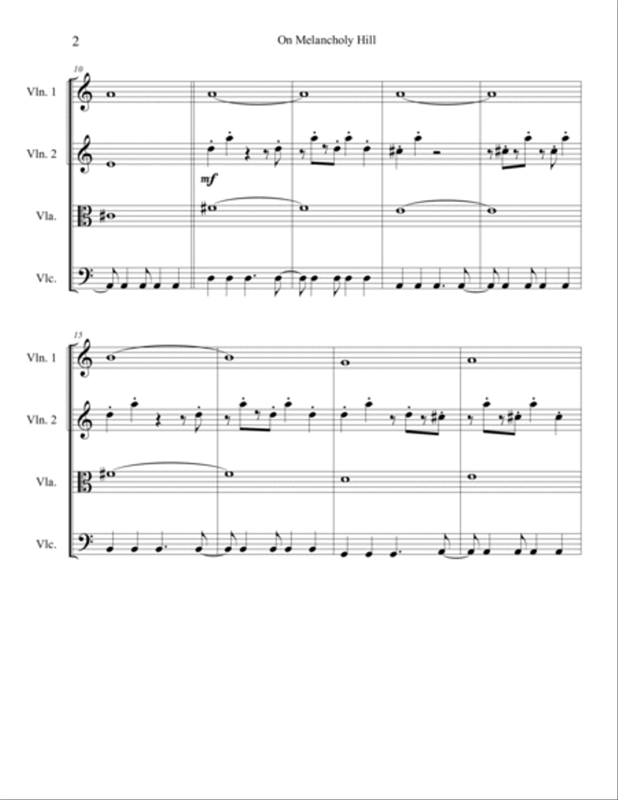 On Melancholy Hill String Quartet scores gallery preview page 2
