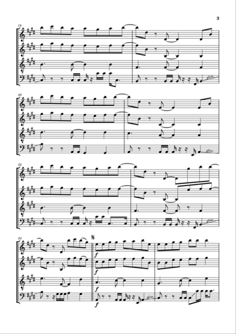 Forget Me Saxophone Quartet scores gallery preview page 4