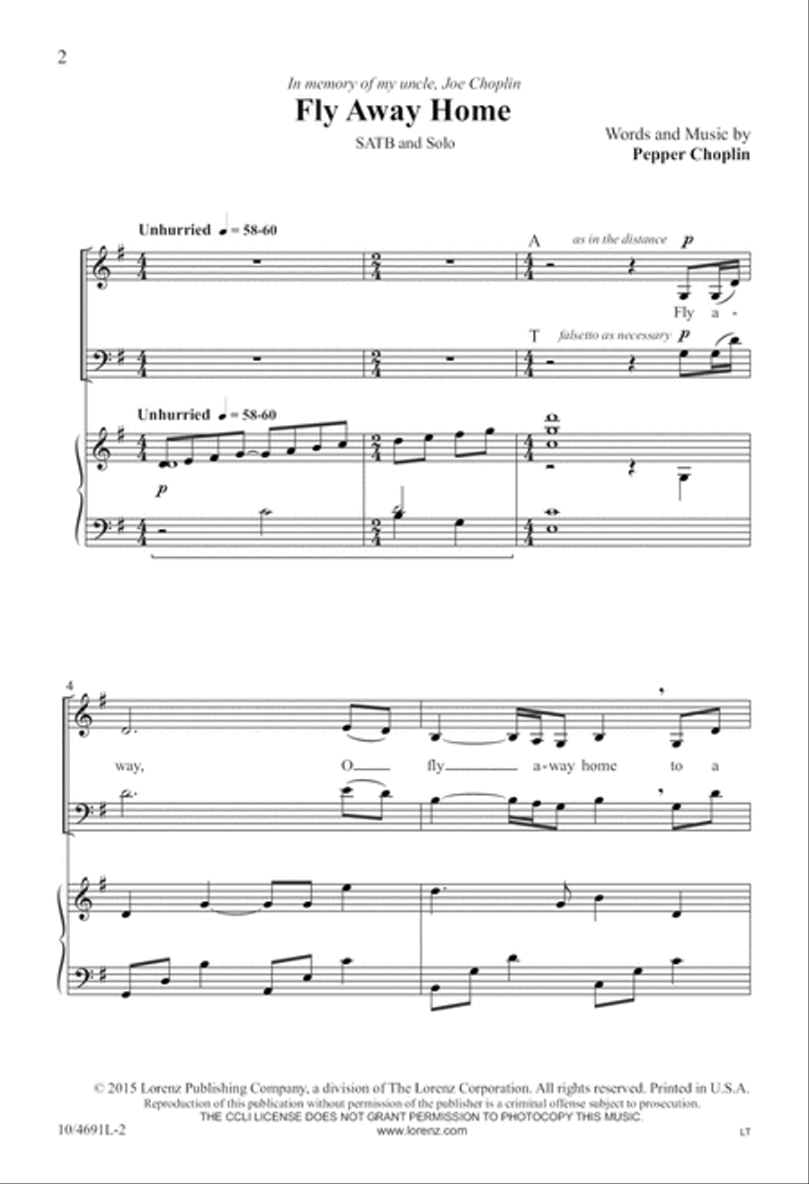 Fly Away Home 4-Part scores gallery preview page 2