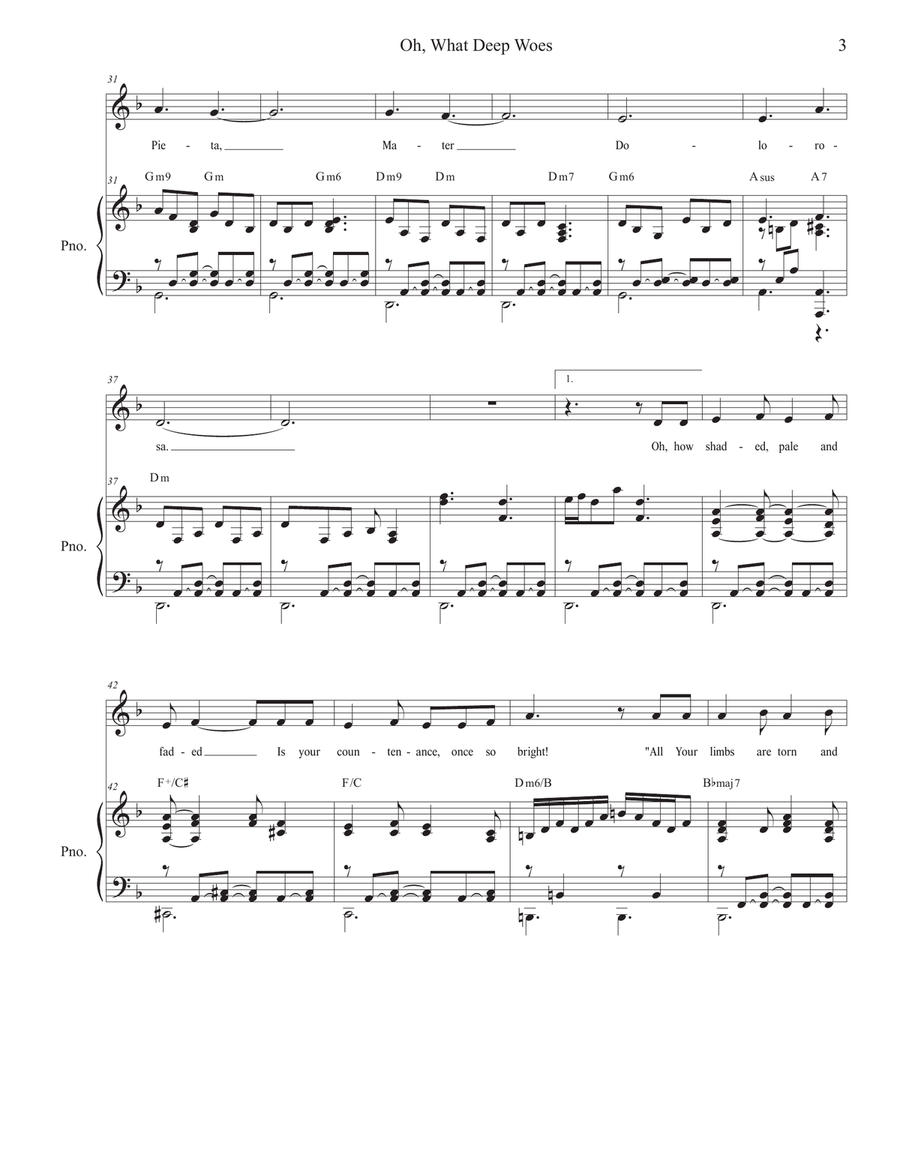 Oh, What Deep Woes (Pieta, Mater Dolorosa) (Vocal solo - High Key) Piano, Vocal scores gallery preview page 3