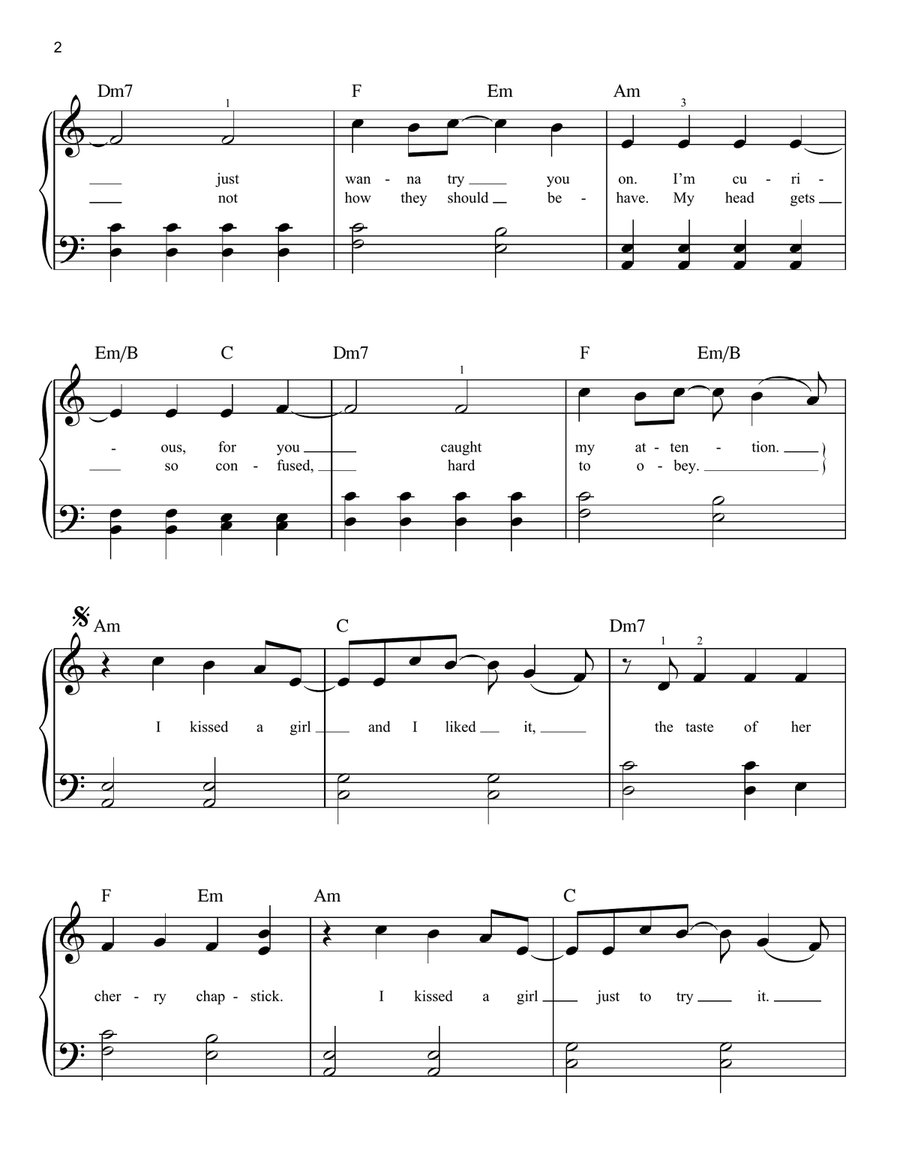 I Kissed A Girl I Kissed A Girl Easy Piano scores gallery preview page 2