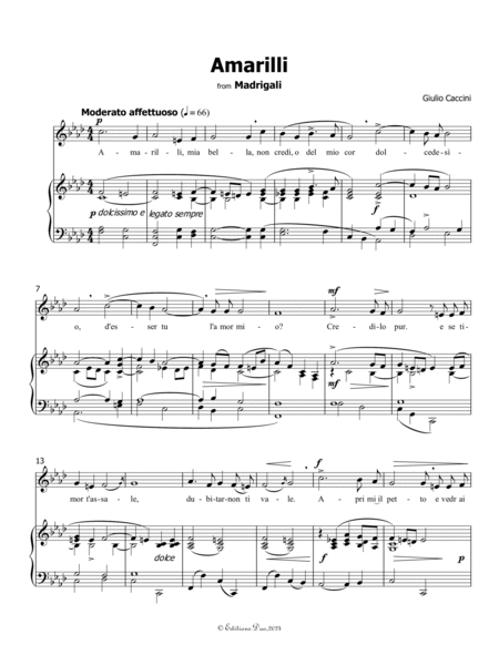 Amarilli, by Giulio Caccini, in f minor