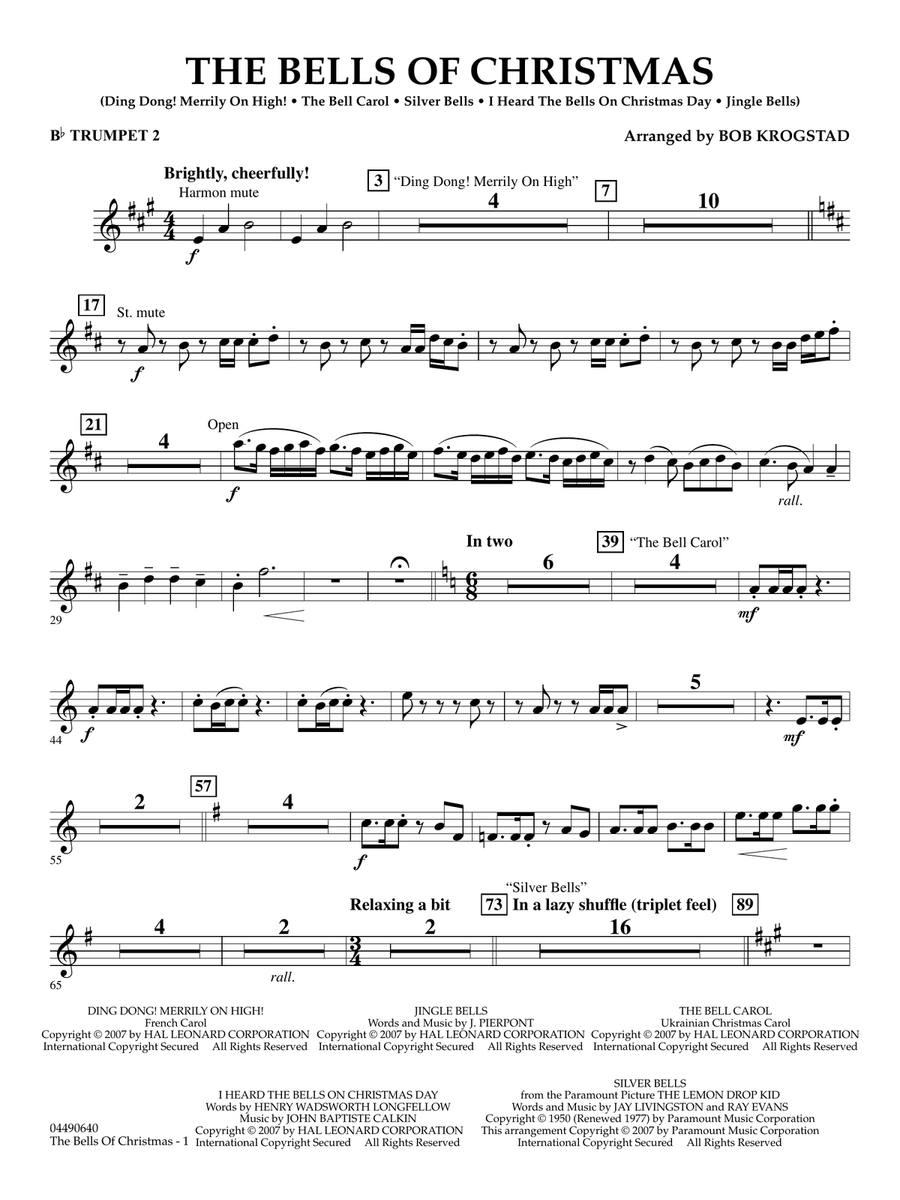 The Bells Of Christmas - Bb Trumpet 2 by Bob Krogstad Full Orchestra - Digital Sheet Music