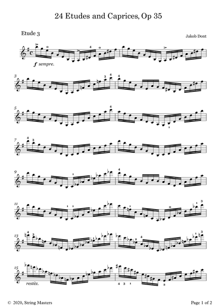 DONT 24 Etudes and Caprices Op35, for Violin No 03