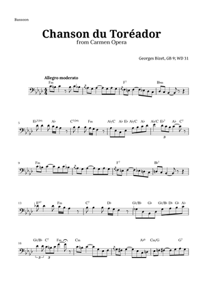 Chanson du Toreador by Bizet for Bassoon
