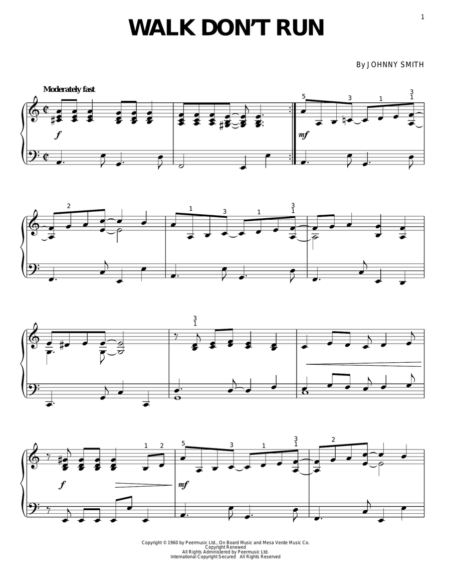 Walk Don't Run Piano Solo scores gallery preview page 1