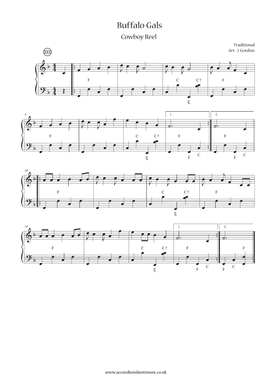 Buffalo Gals Accordion scores gallery preview page 1