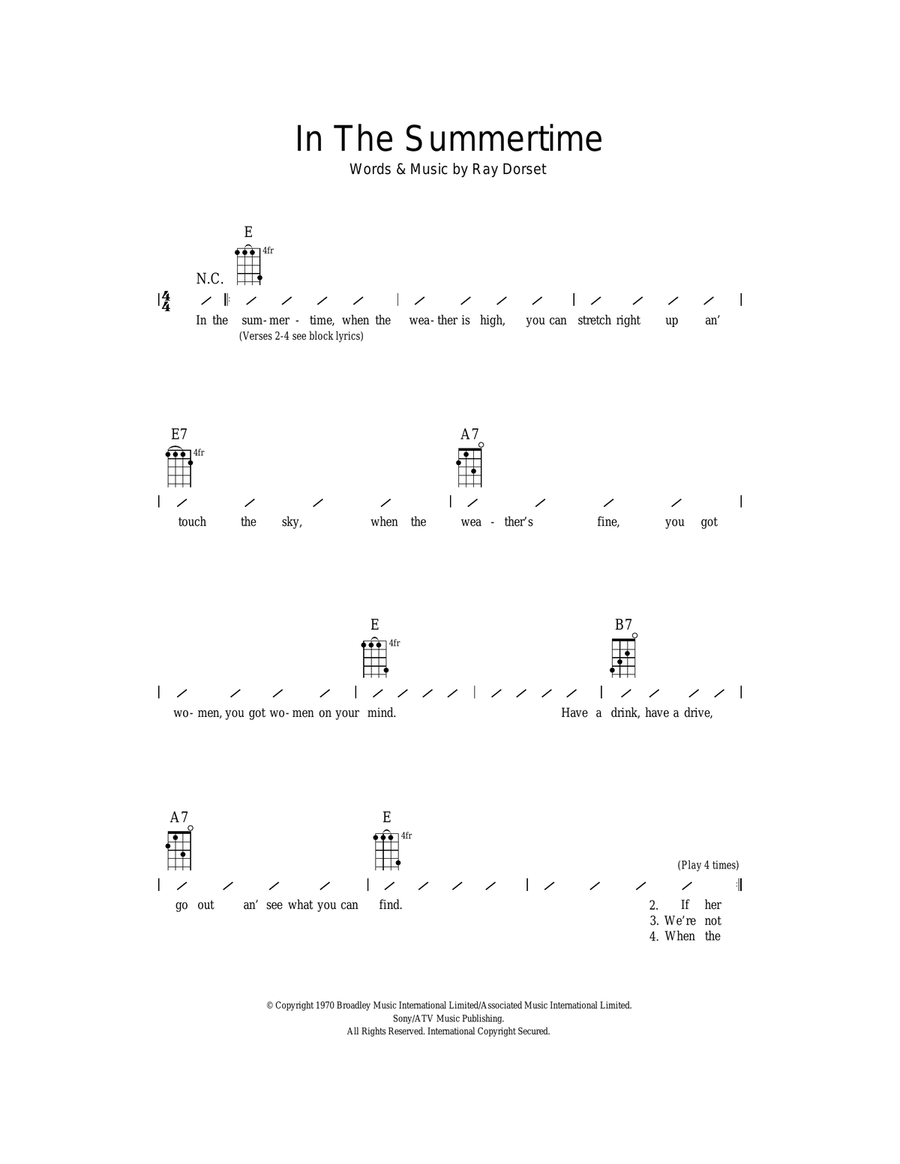 In The Summertime In The Summertime Ukulele scores gallery preview page 1