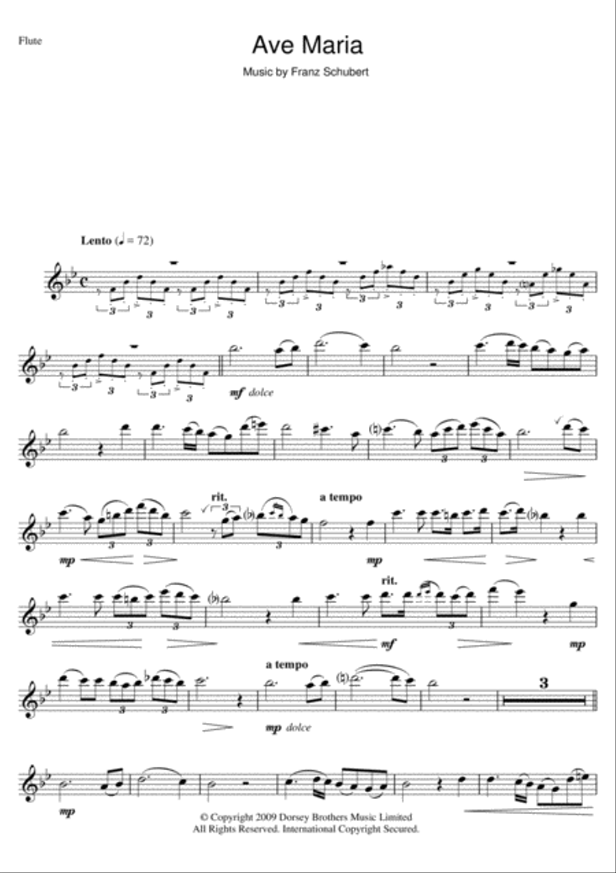 Ave Maria Flute Solo scores gallery preview page 1