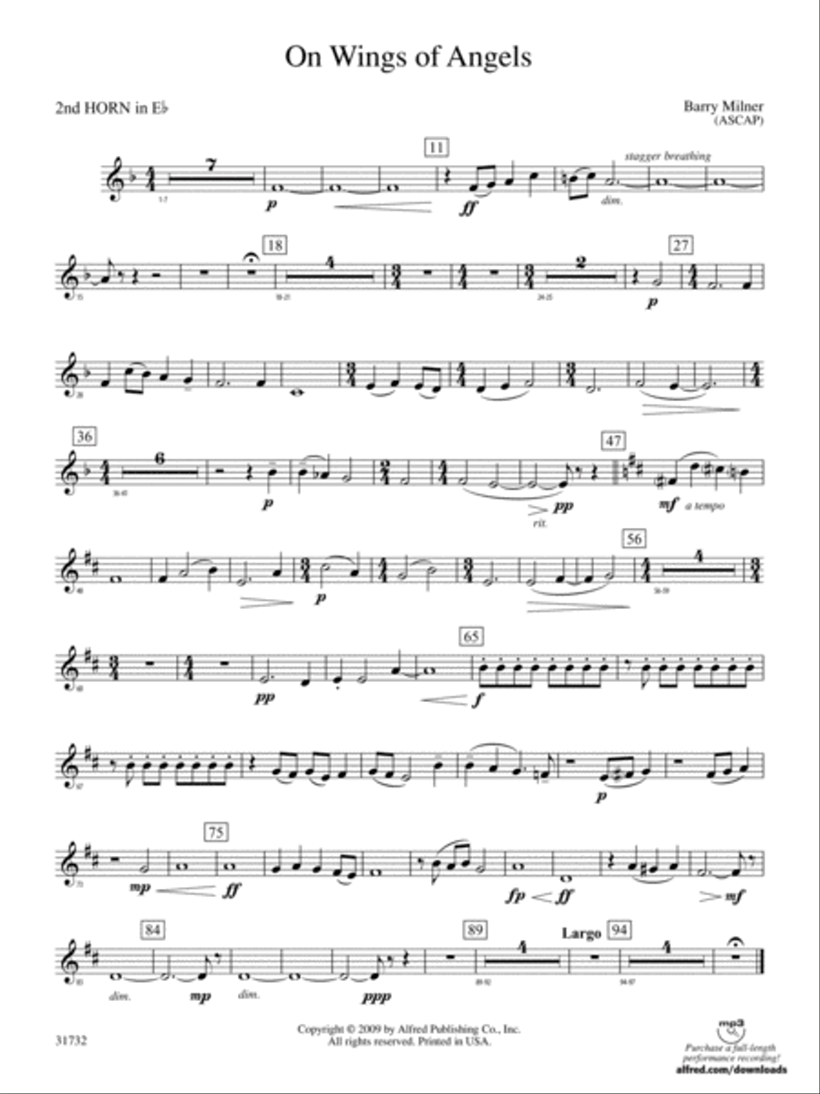 On Wings of Angels: (wp) 2nd Horn in E-flat