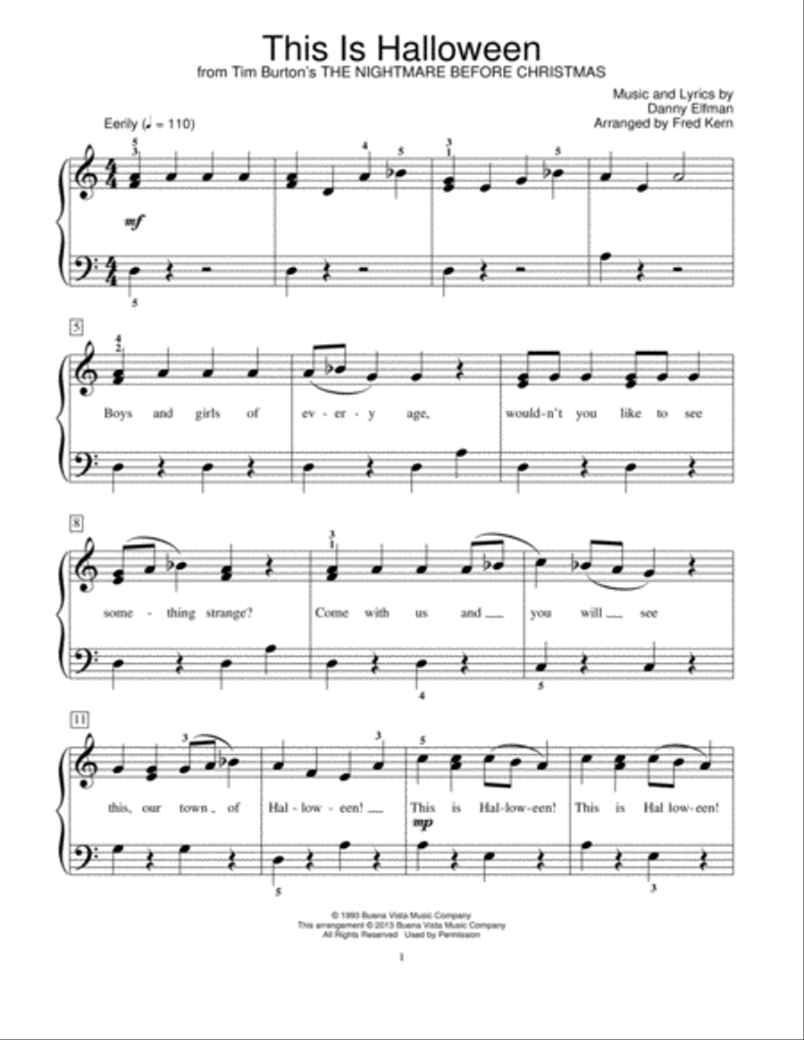 This Is Halloween (from The Nightmare Before Christmas) Piano Method scores gallery preview page 1