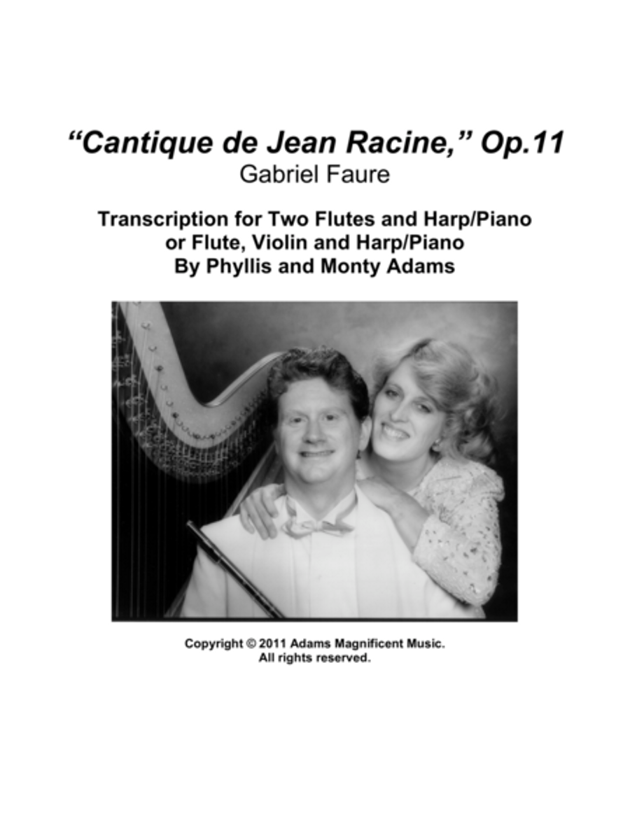Cantique de Jean Racine Op.11 for 2 Flutes and Harp or Flute, Violin Harp (or Piano) Small Ensemble scores gallery preview page 1