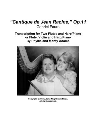 Book cover for Cantique de Jean Racine Op.11 for 2 Flutes and Harp or Flute, Violin Harp (or Piano)