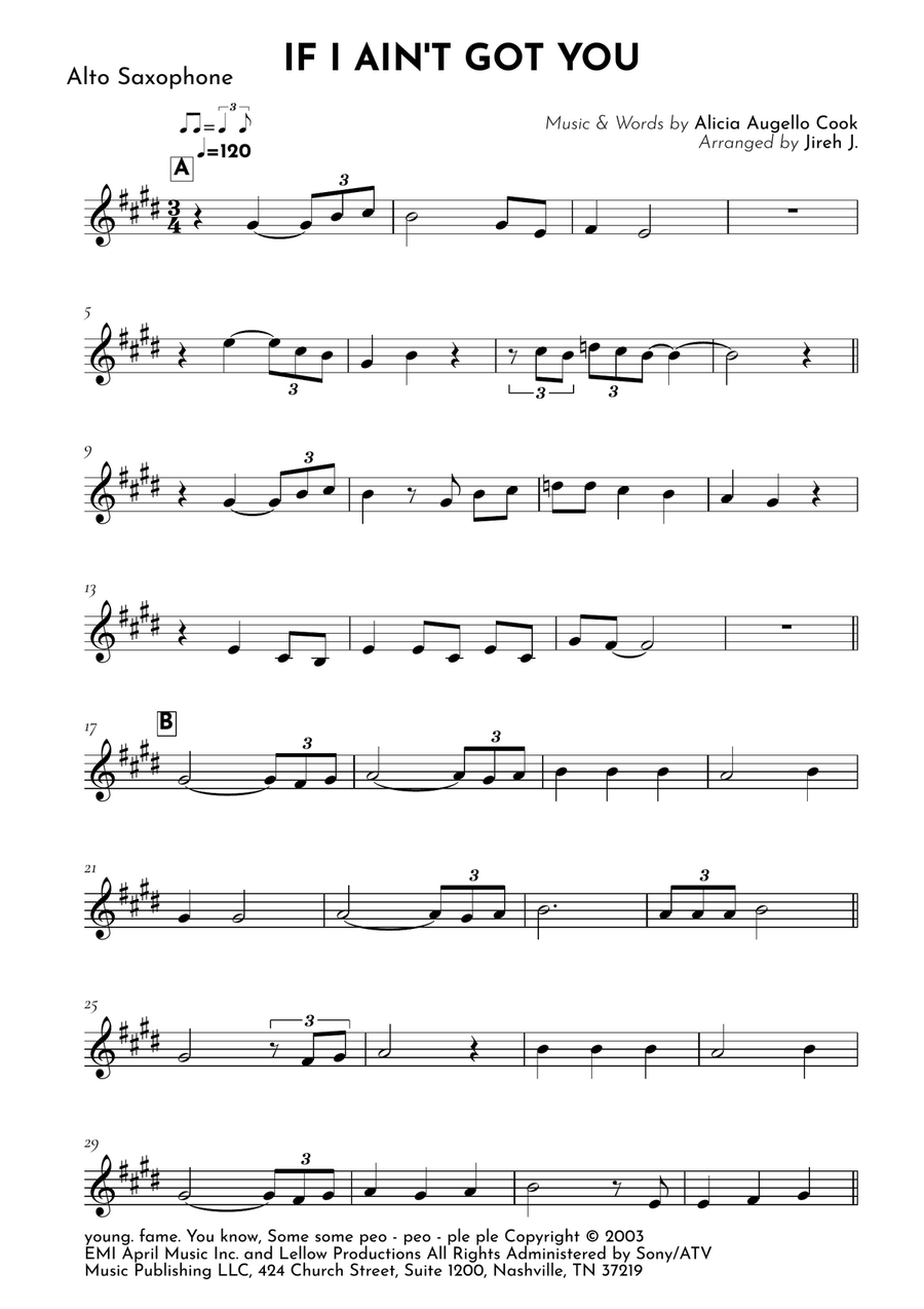 If I Ain't Got You Alto Saxophone scores gallery preview page 2