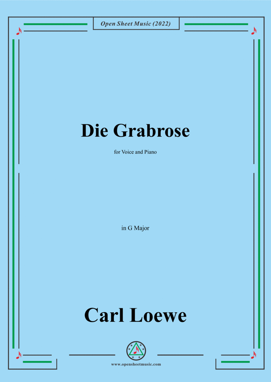 Loewe-Die Grabrose,in G Major,for Voice and Piano Voice Solo scores gallery preview page 1