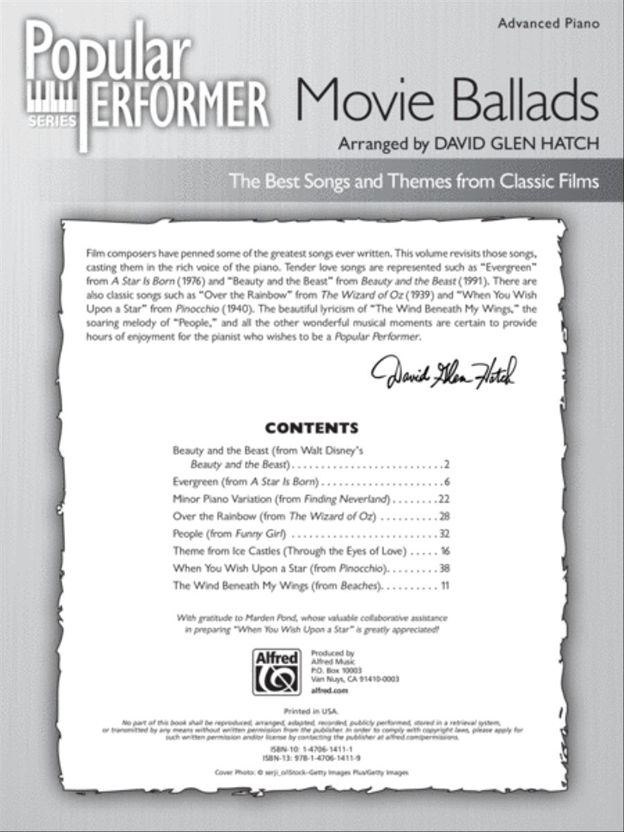 Popular Performer -- Movie Ballads Piano Solo scores gallery preview page 2