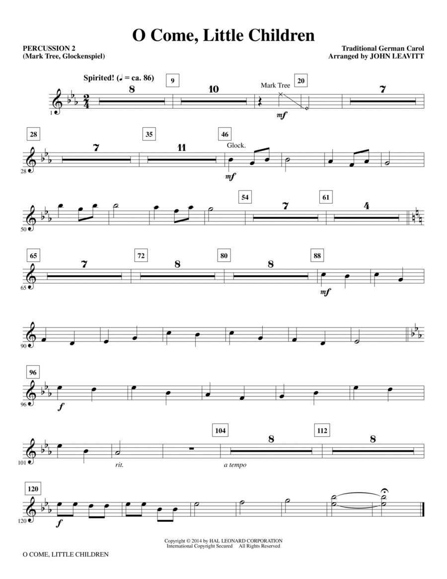 O Come, Little Children - Percussion 2 Choir scores gallery preview page 1