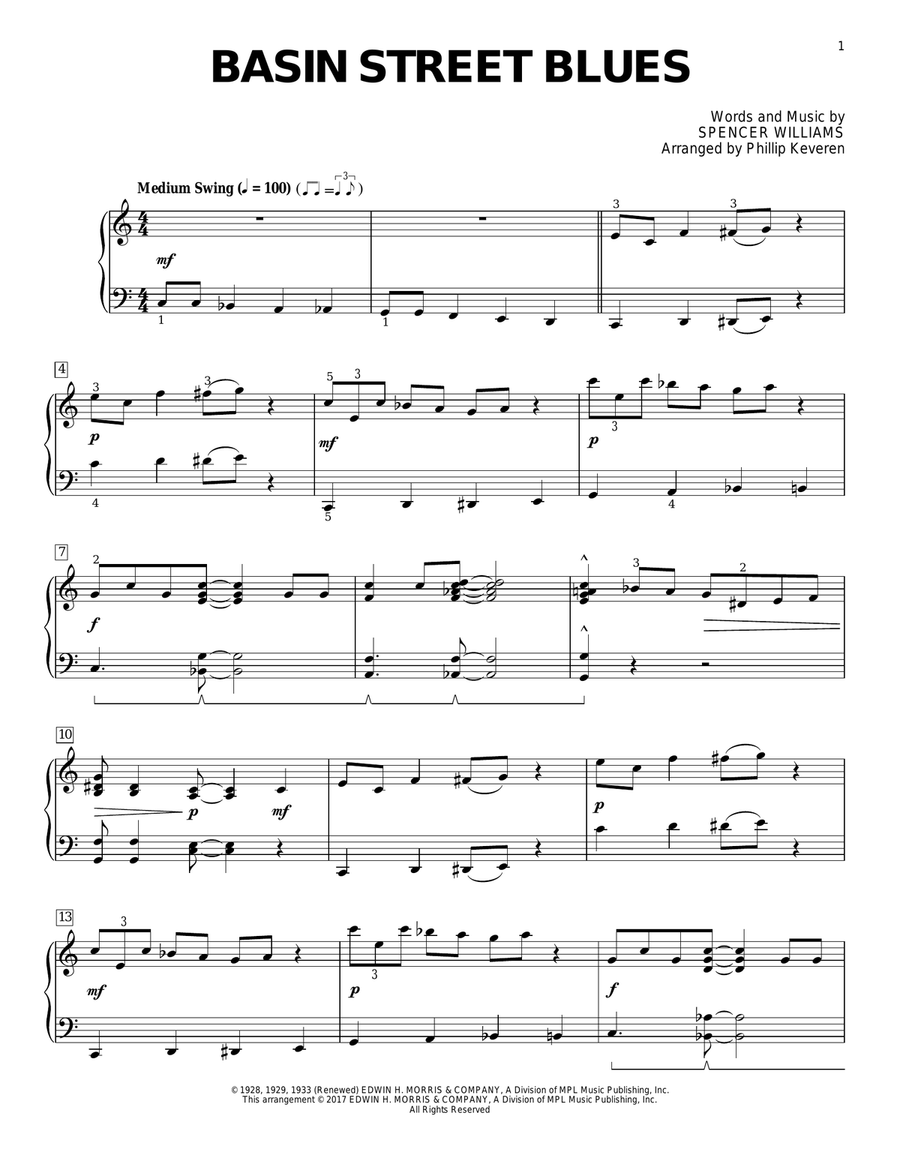 Basin Street Blues (arr. Phillip Keveren) Piano Solo scores gallery preview page 1