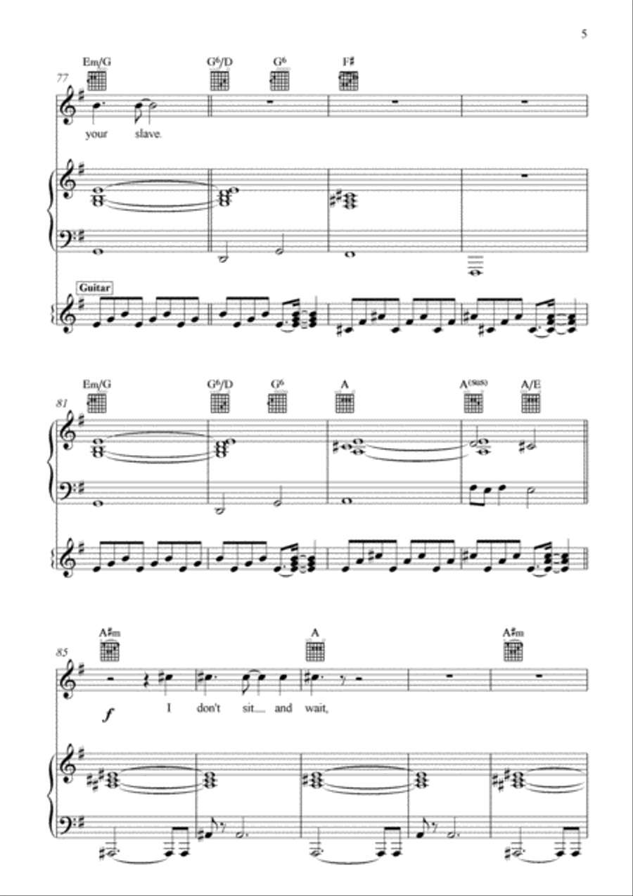 I Would Be Your Slave Piano, Vocal, Guitar scores gallery preview page 6