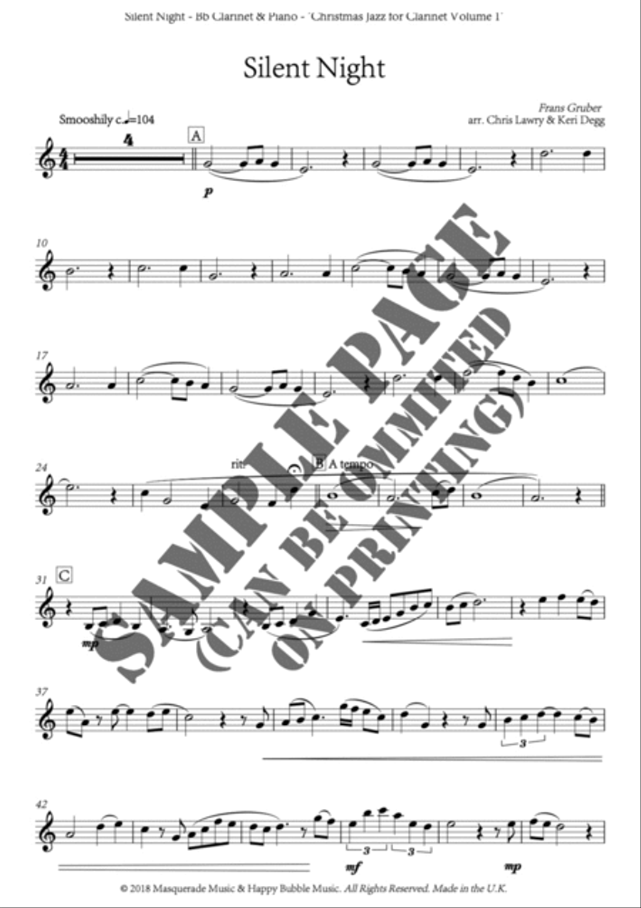 Christmas Jazz Volume 1 for Bb Clarinet; Five Christmas/Holiday pieces in Jazz Styles B-Flat Clarinet scores gallery preview page 5