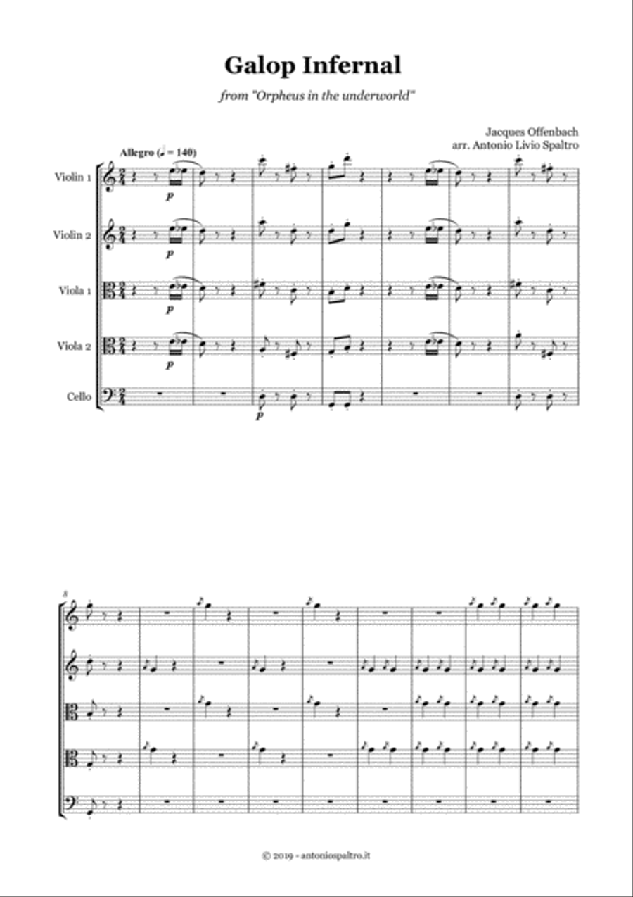 Galop Infernal (Can Can) for String Quintet String Quintet scores gallery preview page 2