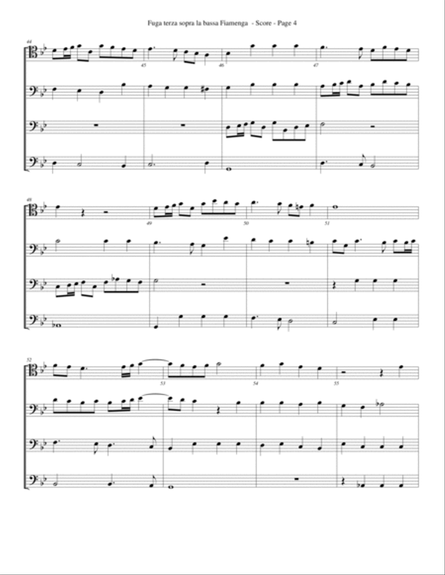 Fuga terza sopra la bassa Fiamenga for Trombone or Low Brass Quartet Small Ensemble scores gallery preview page 4