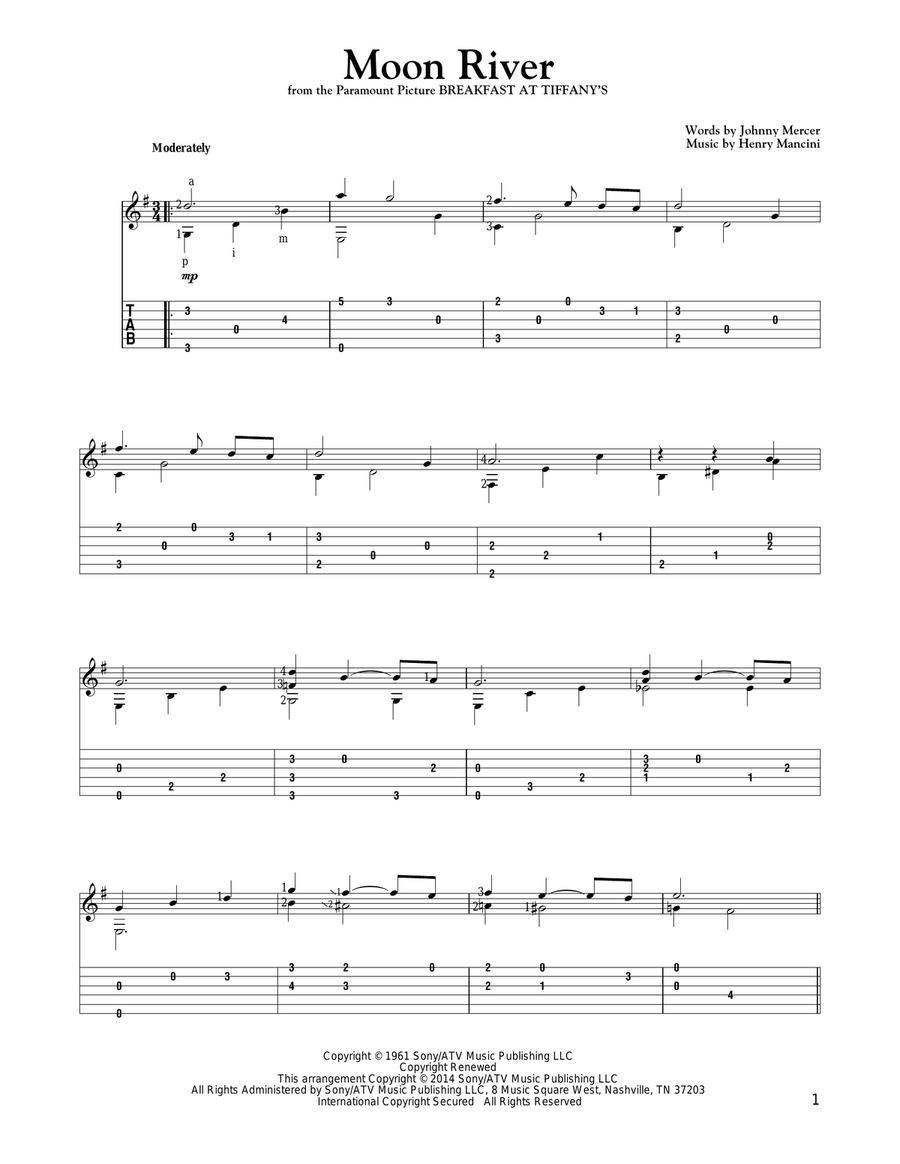 Moon River Moon River Electric Guitar scores gallery preview page 1
