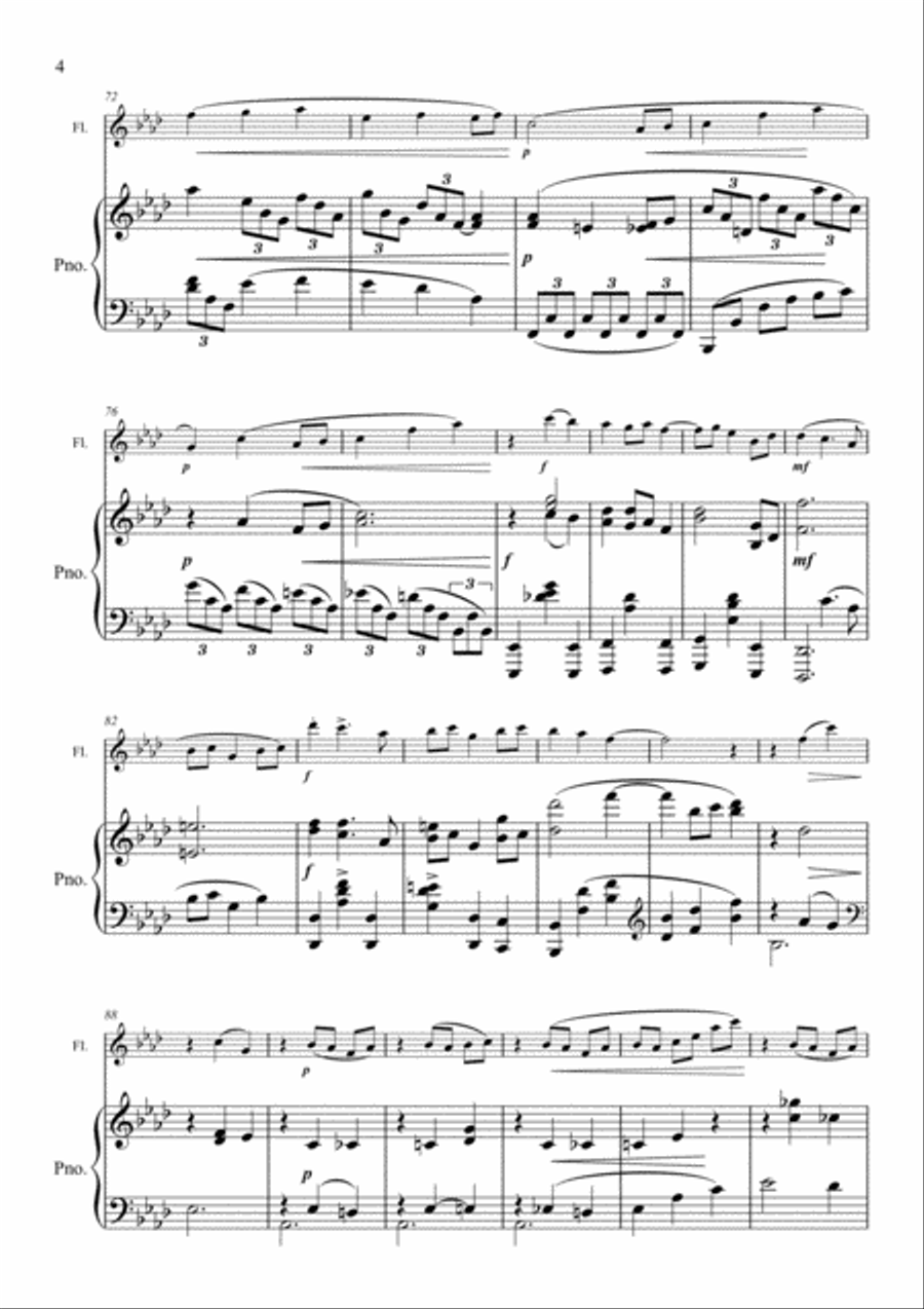 Valse Romantique Arrangement for flute and piano Flute Solo scores gallery preview page 5