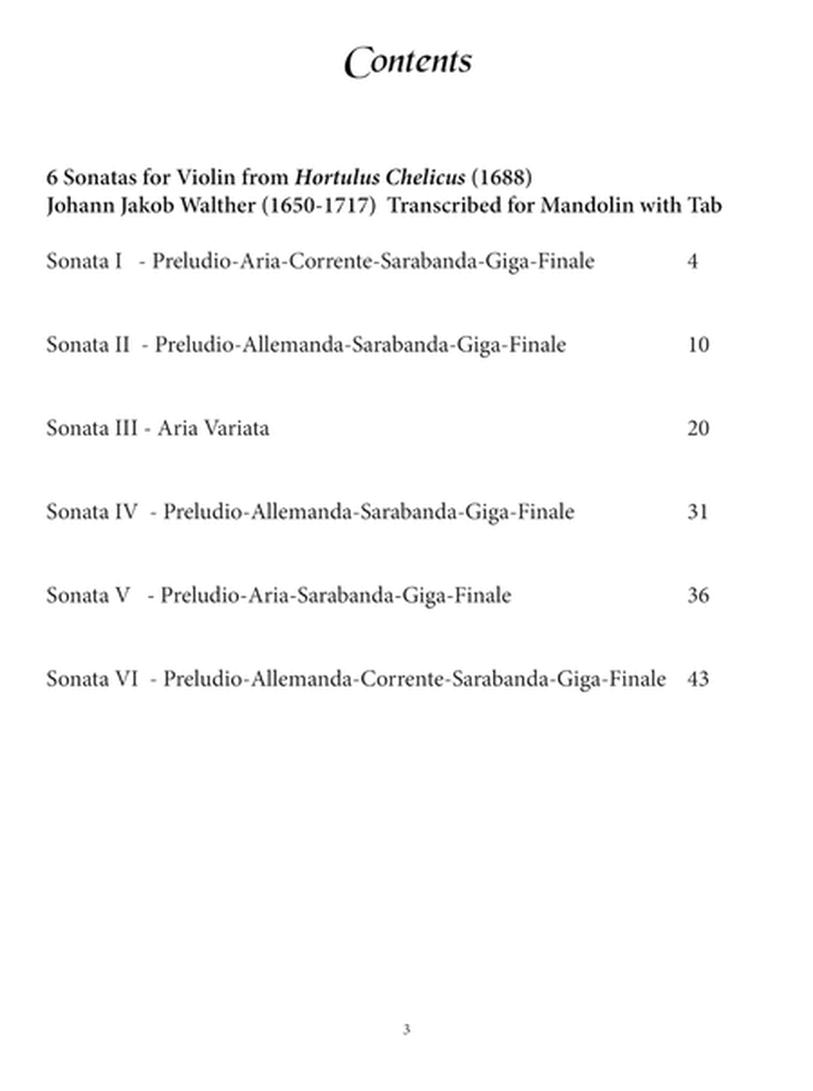 German Baroque Music for Mandolin 6 Sonatas for Violin from Hortulus Chelicus (1688) transcribed for Mandolin