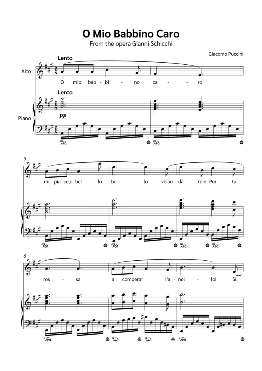 O Mio Babbino Caro Voice scores gallery preview page 1