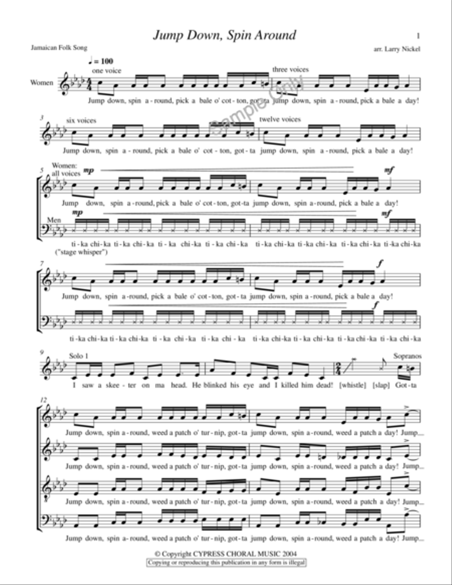 Jump Down Spin Around 4-Part scores gallery preview page 2