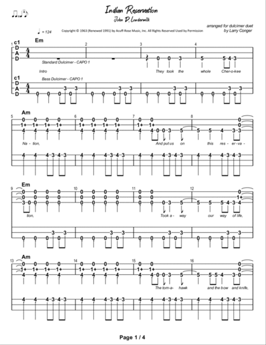 Indian Reservation Dulcimer scores gallery preview page 2
