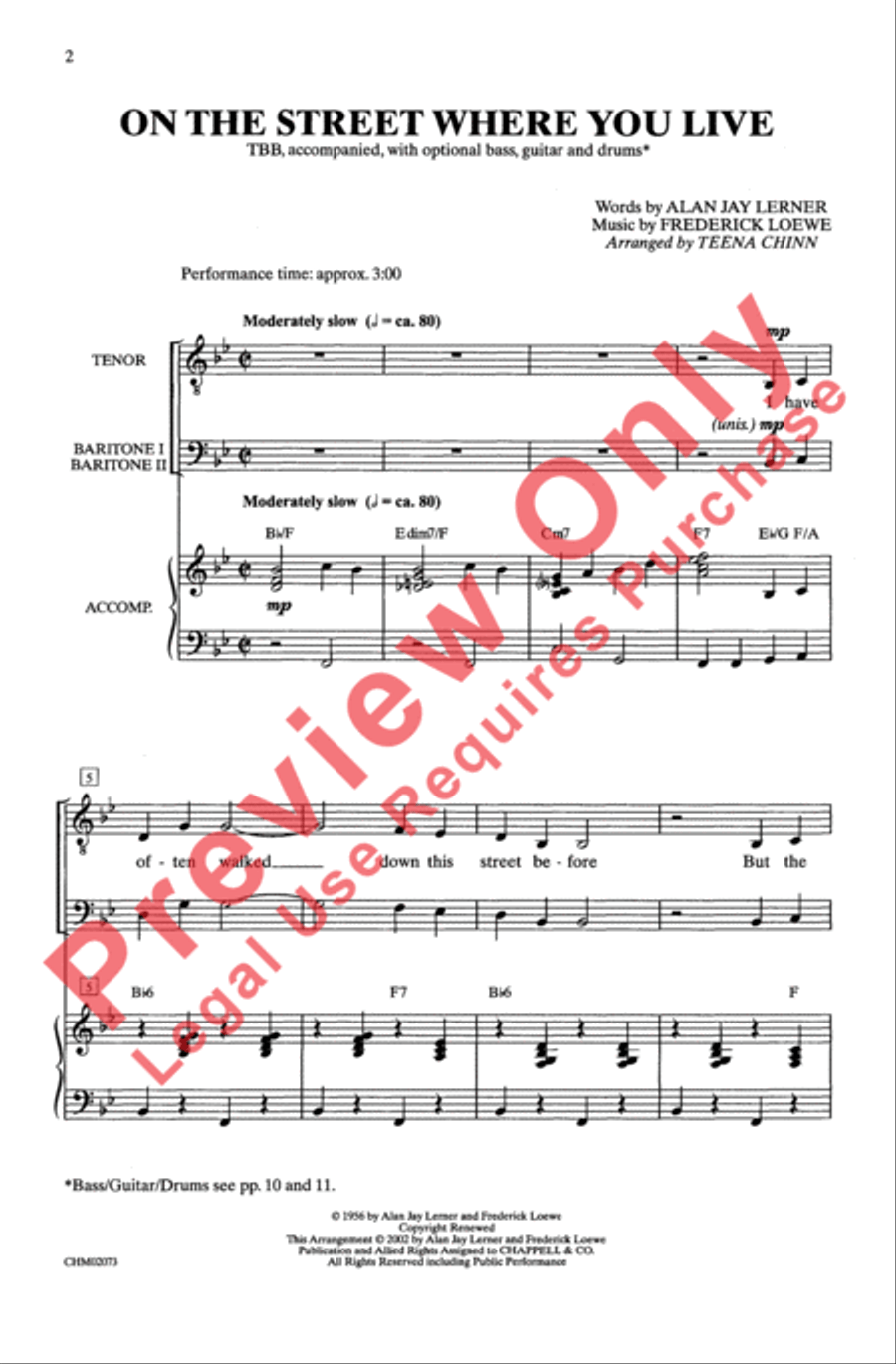 On the Street Where You Live Men's Choir scores gallery preview page 2