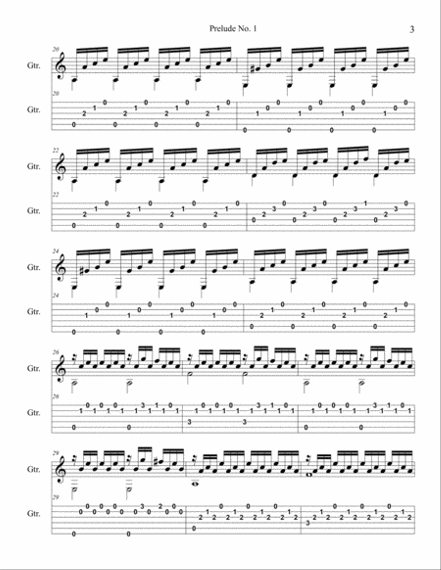 Prelude no. 1 Classical Guitar scores gallery preview page 3